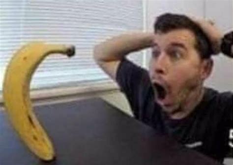 man shocked at banana